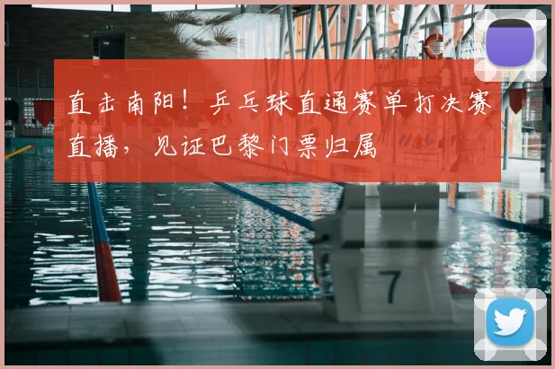直击南阳！乒乓球直通赛单打决赛直播，见证巴黎门票归属